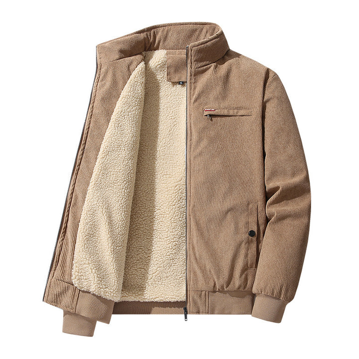 Herren Nano Hochwertige Cord-Jacke mit Teddy-Innenfutter, Stehkragen und Brustreißverschluss – Taviero