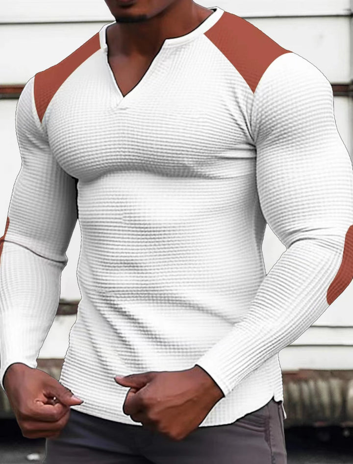 Herren Langarmshirt mit strukturiertem Stoff und Kontrastdetails Echoarchiv