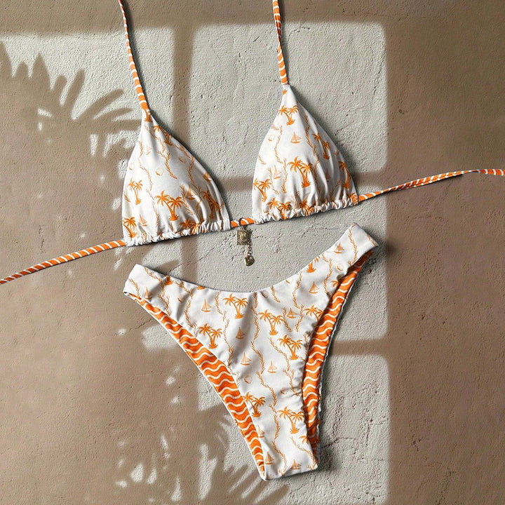 Damen Triangel-Bikini mit tropischem Muster Echo Archiv