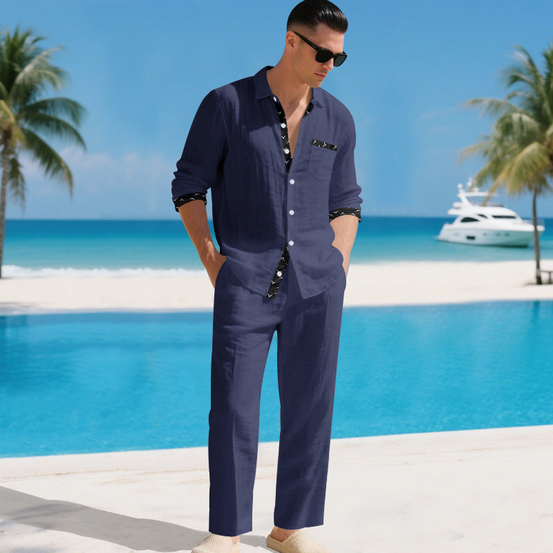 Herren lässiges Sommeranzug mit Knopfleiste und Brusttasche Echoarchiv