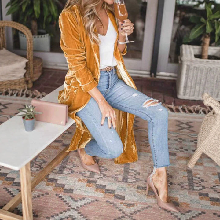 Damen Elegante Veloursjacke mit hohem Kragen Echo Archiv