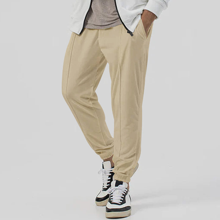 Herren Tapered-Jogginghose im Leinenlook mit Bügelfalte und Bündchen Echoarchiv