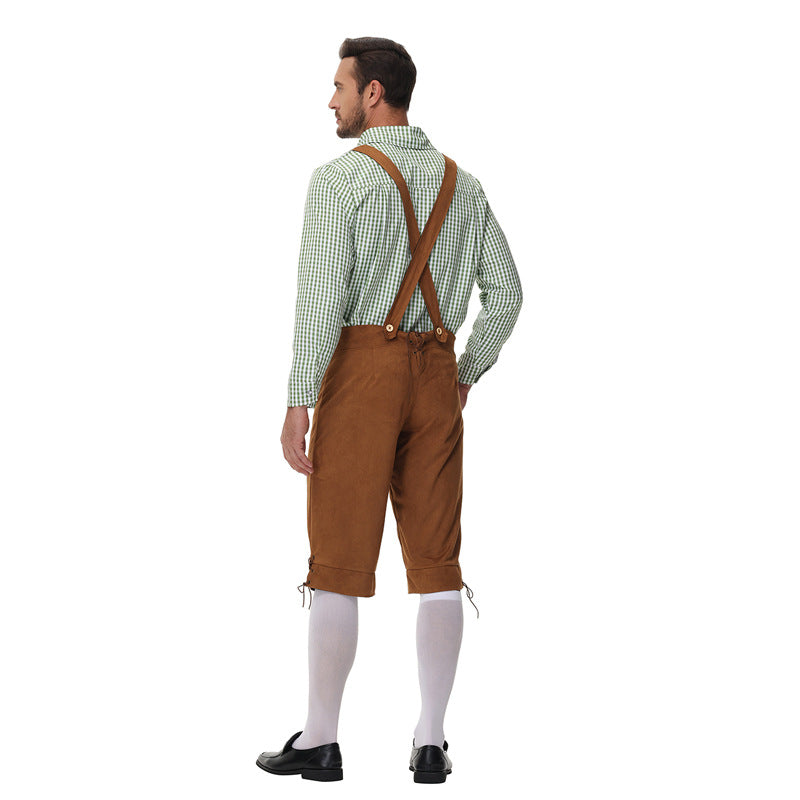 Herren nan traditionelle Trachtenlederhose mit Hosenträgern und Stickereien Echo Archiv