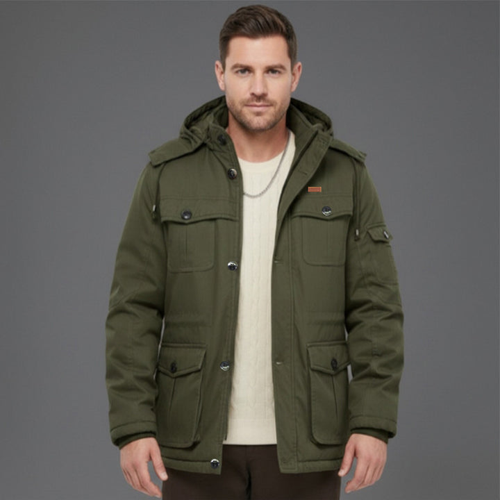 Herren Wattierte Winterparka mit Kapuze und multifunktionalen Taschen Echo Archiv