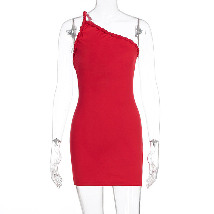 Damen Figurbetontes One-Shoulder Kleid mit Rüschen Echo Archiv