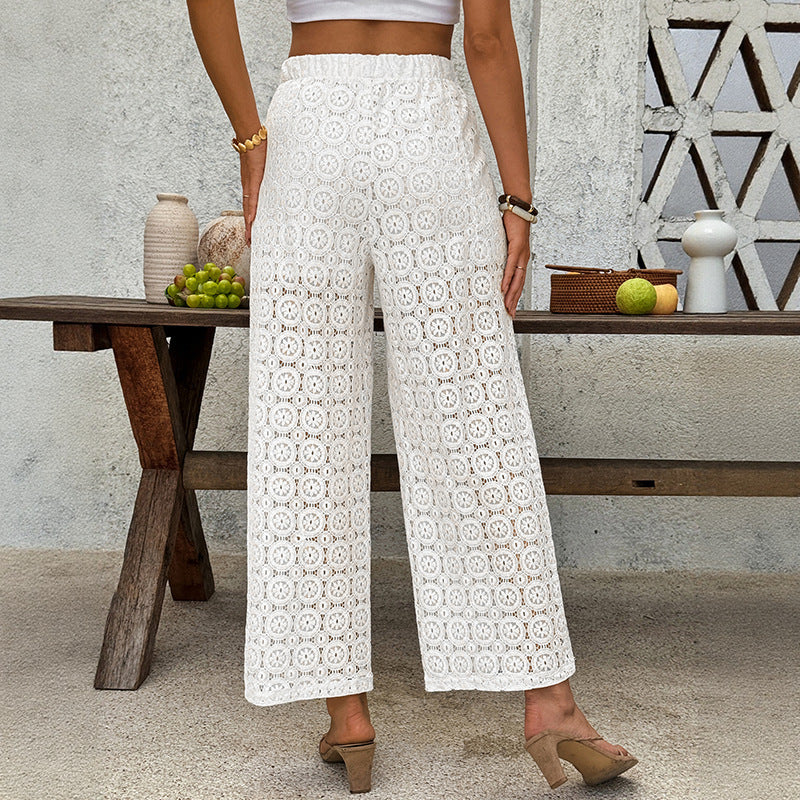 Damen Fließende Sommerhose mit Spitzenmuster Echo Archiv