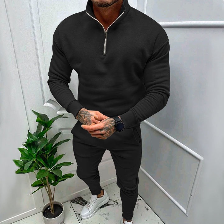 Herren nan athletisches Lounge-Set aus French Terry mit Halbzip-Stehkragen und konischer Jogginghose Echo Archiv