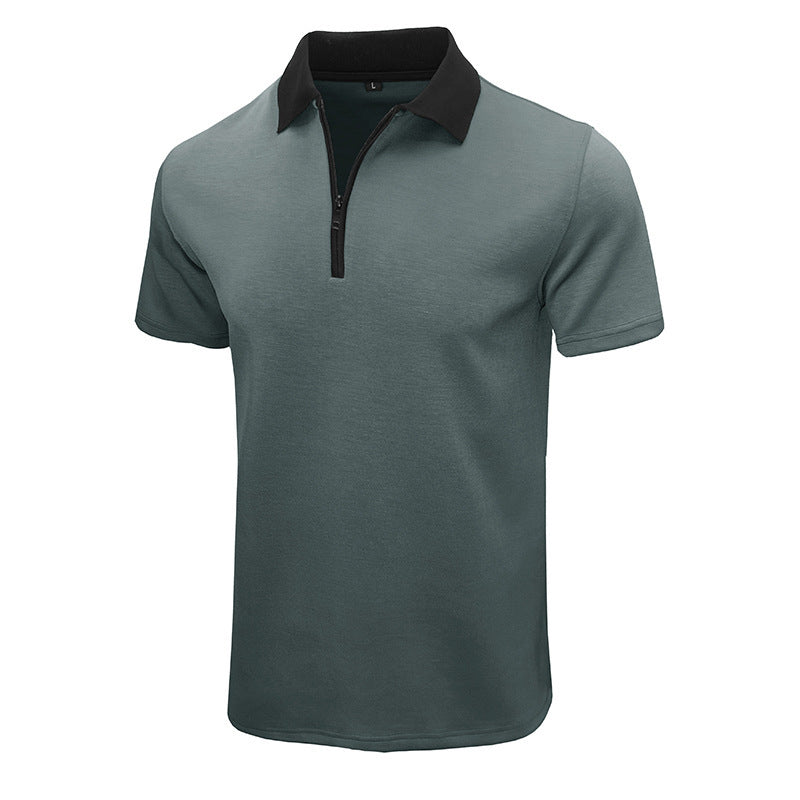 Herren Kurzarm Poloshirt mit Reißverschluss und kontrastierendem Kragen Echoarchiv