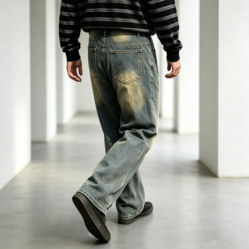 Herren Bequeme Schnitt Jeans im Used-Look Echoarchiv