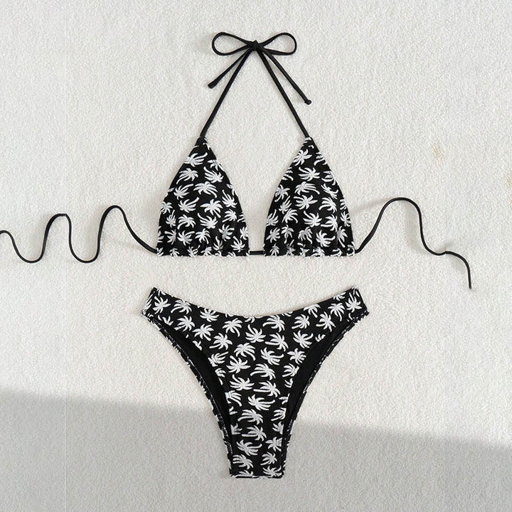 Damen Triangel-Bikini mit floralem Palmendruck Echo Archiv