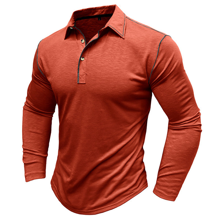Herren Langarm Poloshirt mit innovativem Stehkragen und atmungsaktiven Materialien Echoarchiv