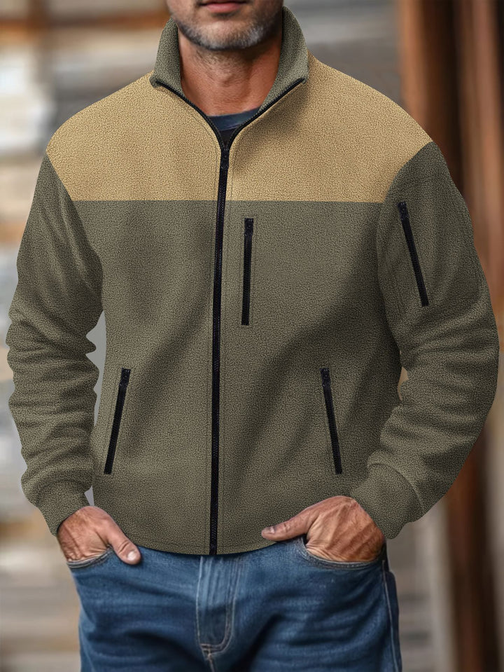 Herren Fleecejacke mit stylischem Farbdreieck-Design Echoarchiv