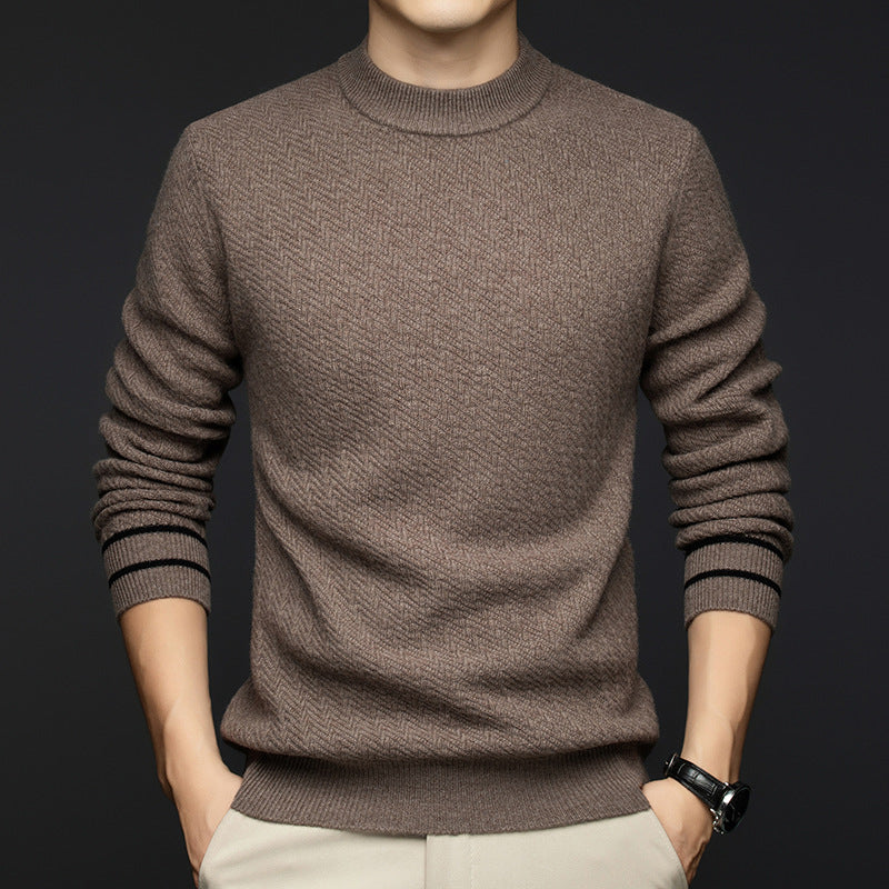 Herren eleganter Rundhals-Pullover aus premium Wollmix Echoarchiv