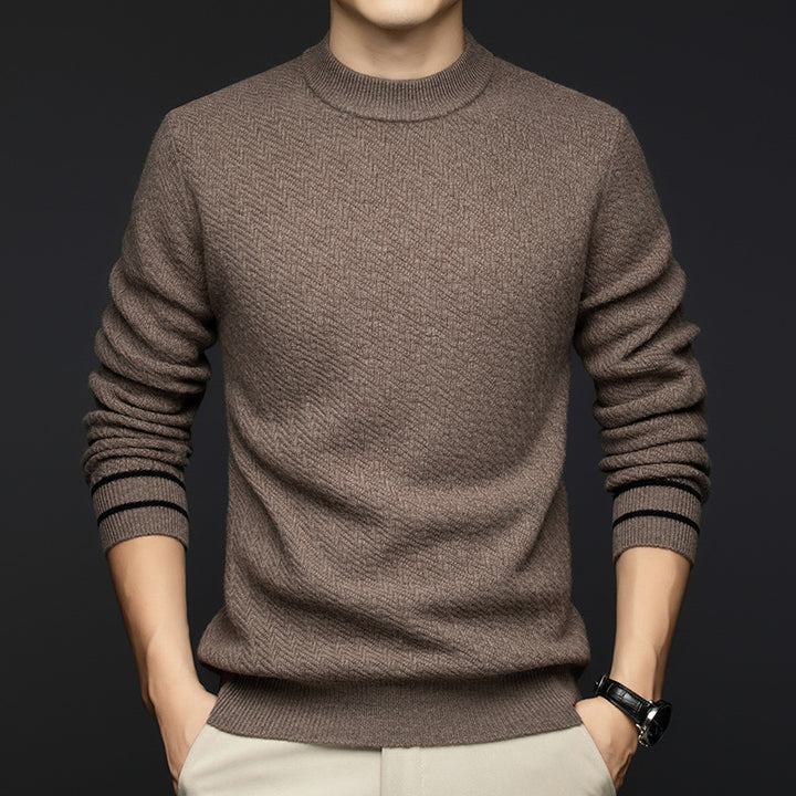 Herren eleganter Rundhals-Pullover aus premium Wollmix Echoarchiv