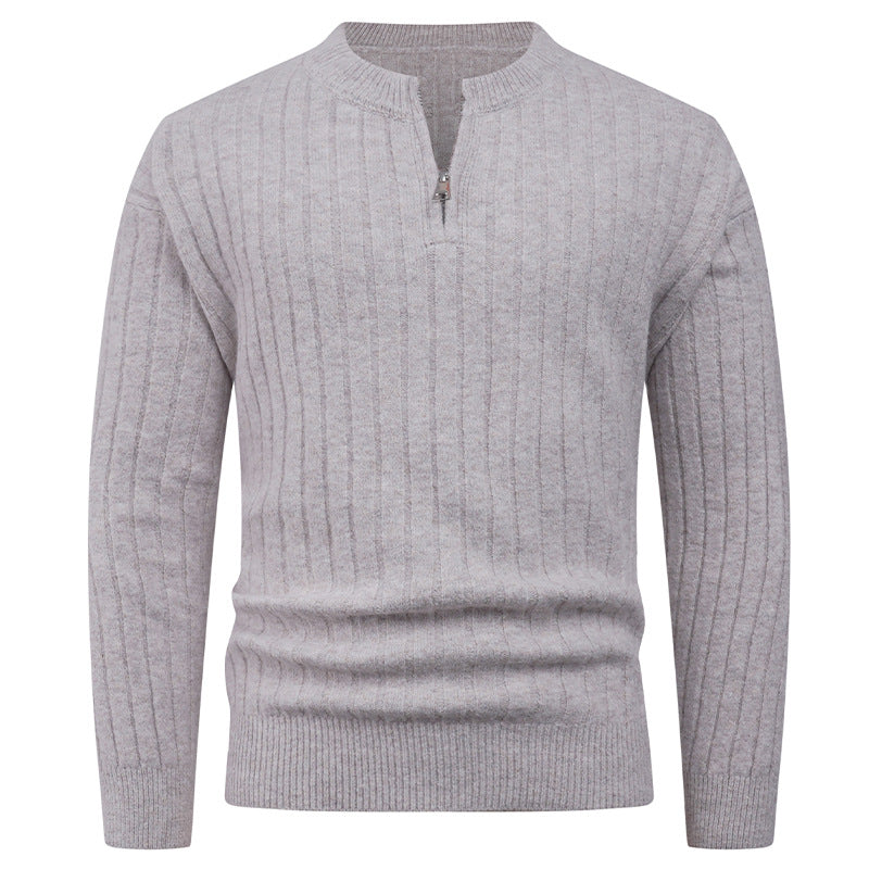 Herren Strickpullover mit hohem Kragen und modernem Reißverschluss Echoarchiv