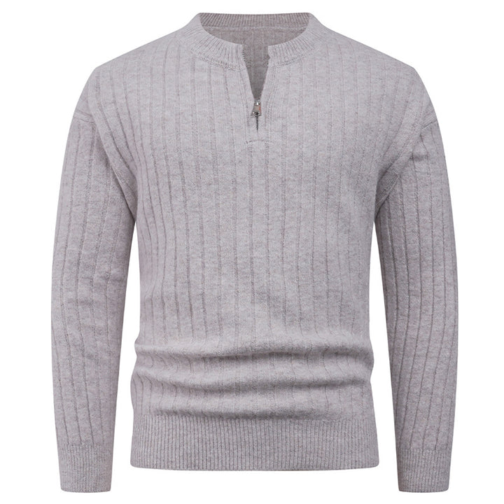 Herren Strickpullover mit hohem Kragen und modernem Reißverschluss Echoarchiv