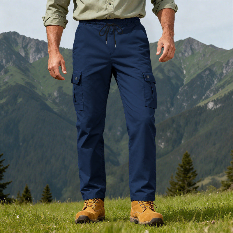 Herren Utility-Cargo-Hose mit elastischem Bund, verstellbarem Kordelzug und Mehrfachtaschen Echoarchiv