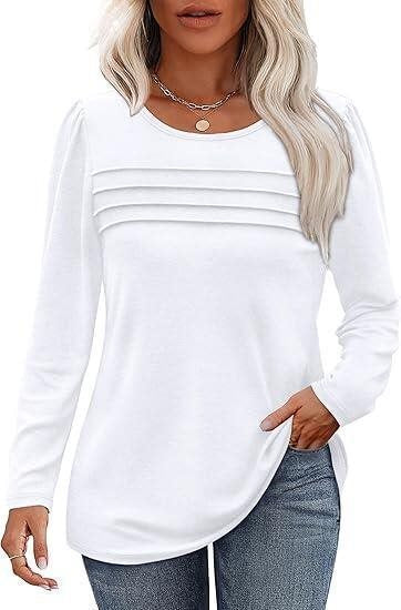 Damen Feines Langarmshirt mit Rundhalsausschnitt, dekorativen Kellerfalten und leicht taillierter A‑Linie Echo Archiv