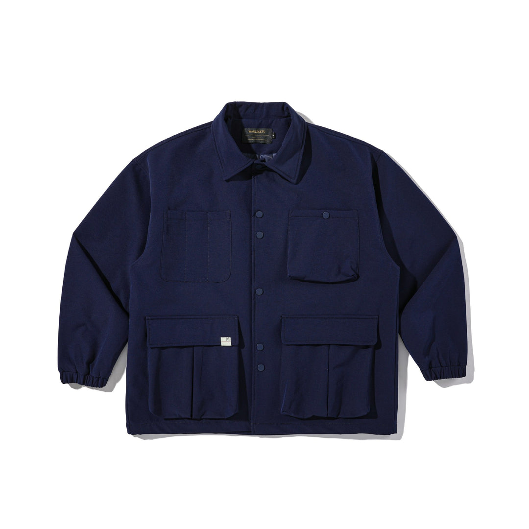 Herren Robuste Canvas-Utility-Jacke mit Druckknopffront und elastischen Bündchen Echoarchiv