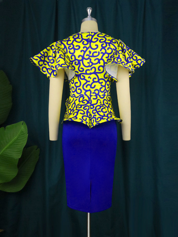 Damen Elegantes Peplum-Oberteil mit schulterfreien Ärmeln und floralem Muster Echo Archiv