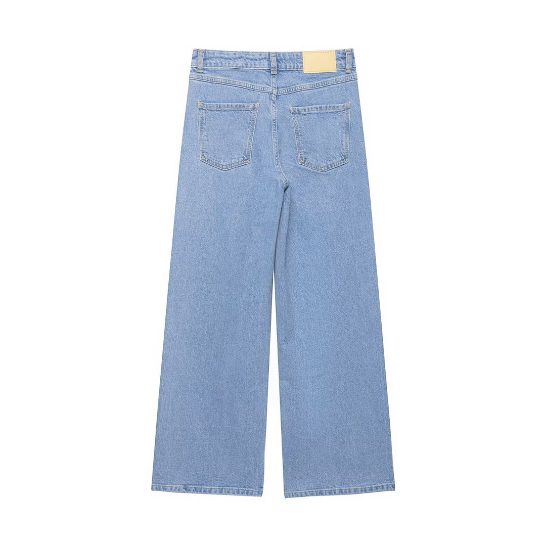Damen Hochtaillierte weite Denim-Jeans mit klassischem Taschen-Design und geradem Saum Echo Archiv