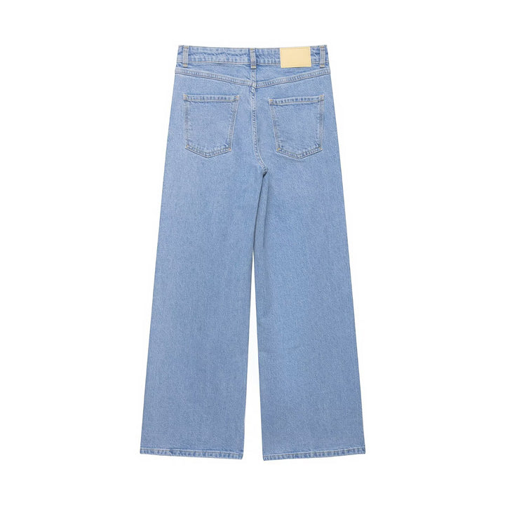 Damen Hochtaillierte weite Denim-Jeans mit klassischem Taschen-Design und geradem Saum Echo Archiv