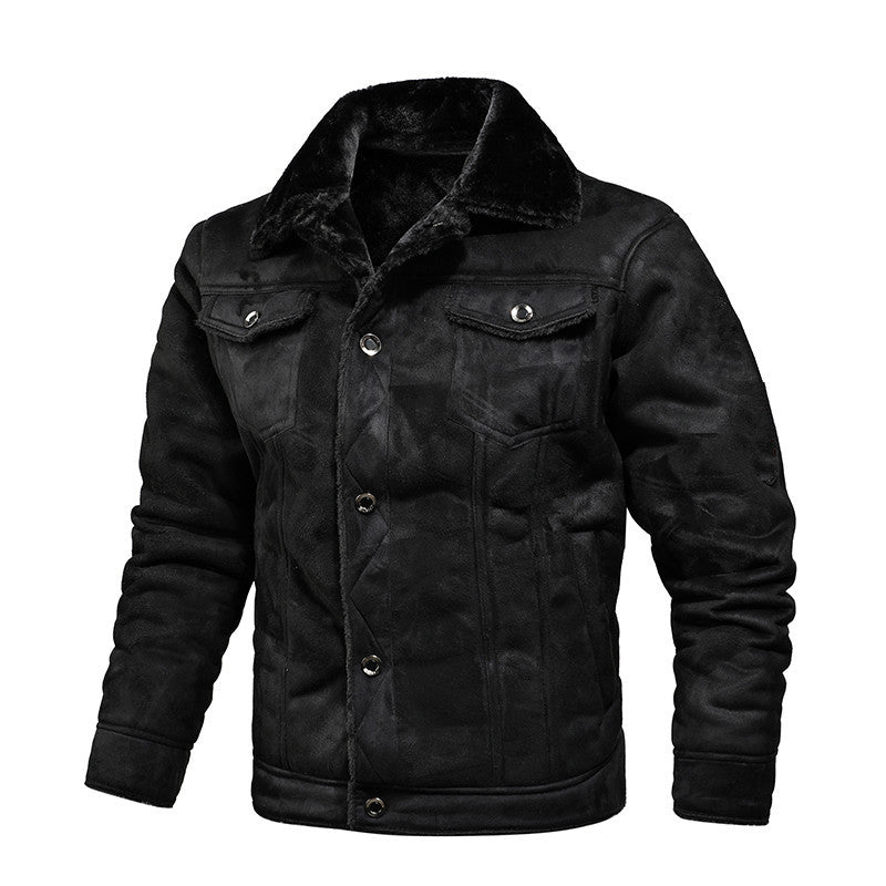 Herren Truckerjacke aus Velours-Kunstleder mit Teddy-Innenfutter Echoarchiv