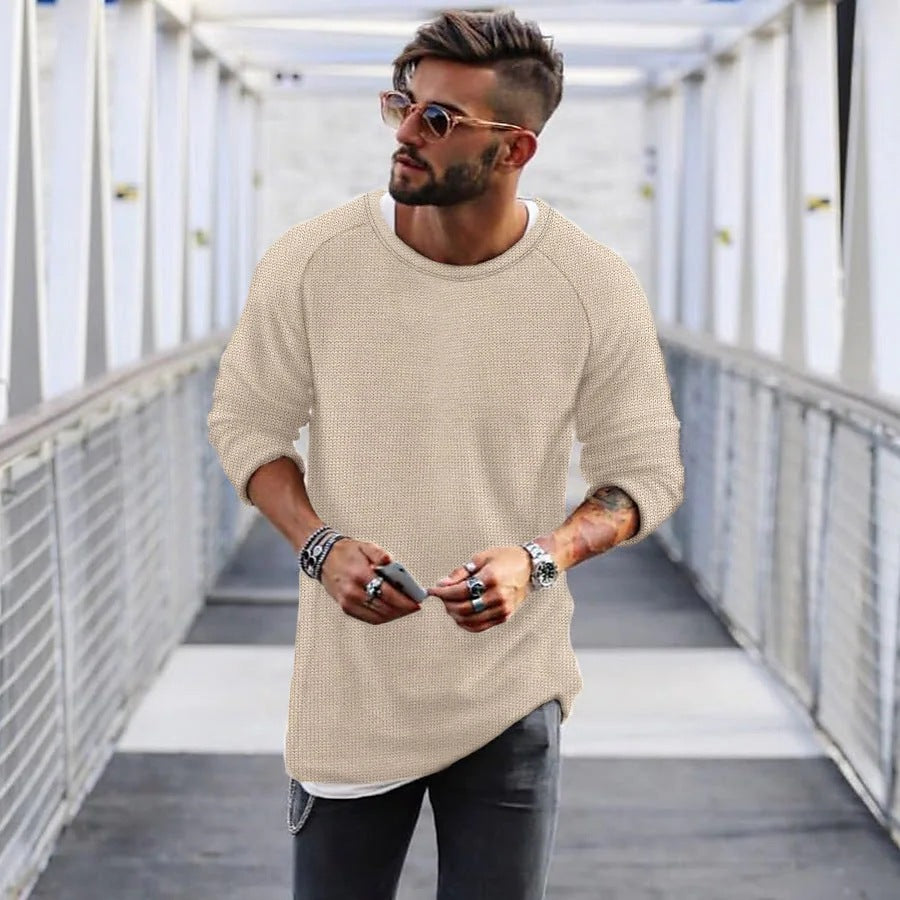 Herren lässiger Pullover mit innovativem Strickmuster Echoarchiv