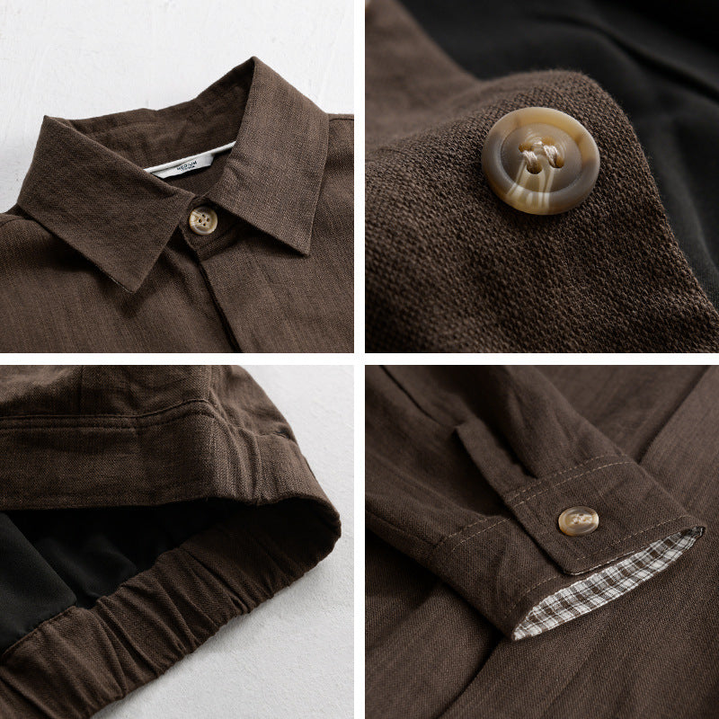 Herren Leichte Leinen-Überhemd-Jacke mit Hemdkragen und verdeckter Knopfleiste Echoarchiv