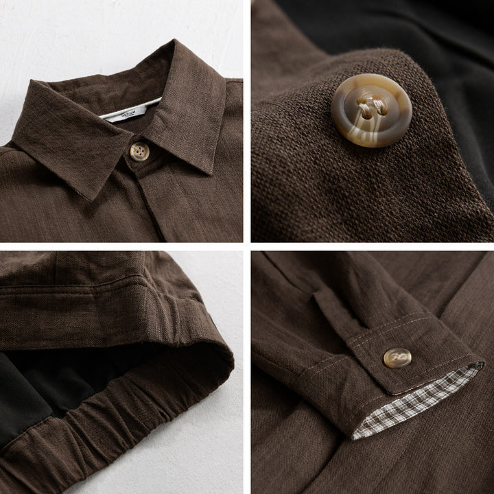 Herren Leichte Leinen-Überhemd-Jacke mit Hemdkragen und verdeckter Knopfleiste Echoarchiv