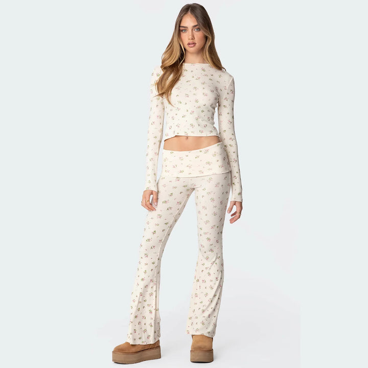 Damen Lounge-Set aus weichem Jersey-Stoff mit floralem Muster Echo Archiv