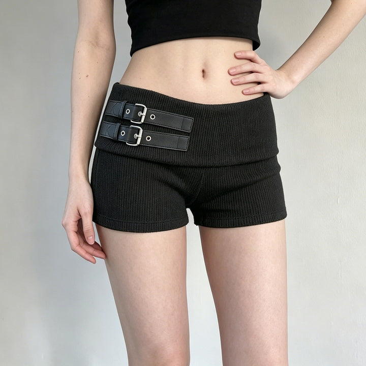 Damen Shorts mit breitem Bund und dekorativen Schnallen Echo Archiv