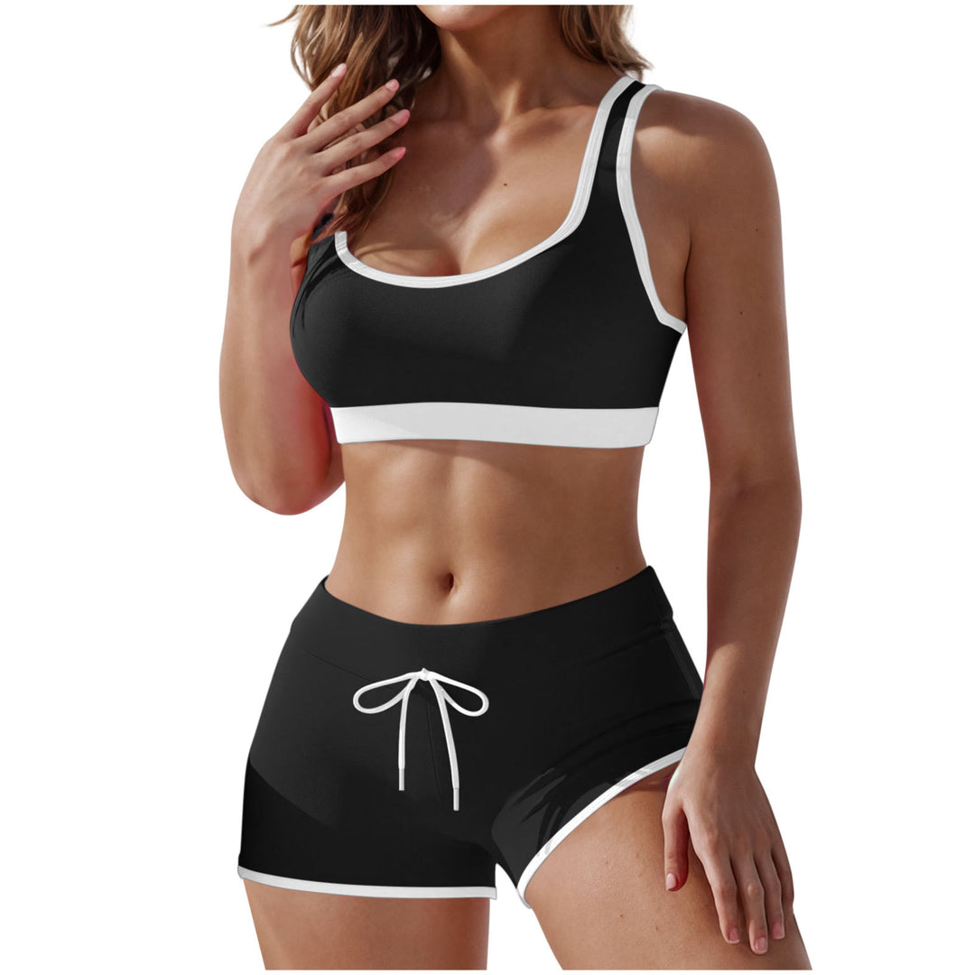Damen nan stützendes Sportbustier mit breitem Unterbrustband und taillenhohen Trainingsshorts Echo Archiv