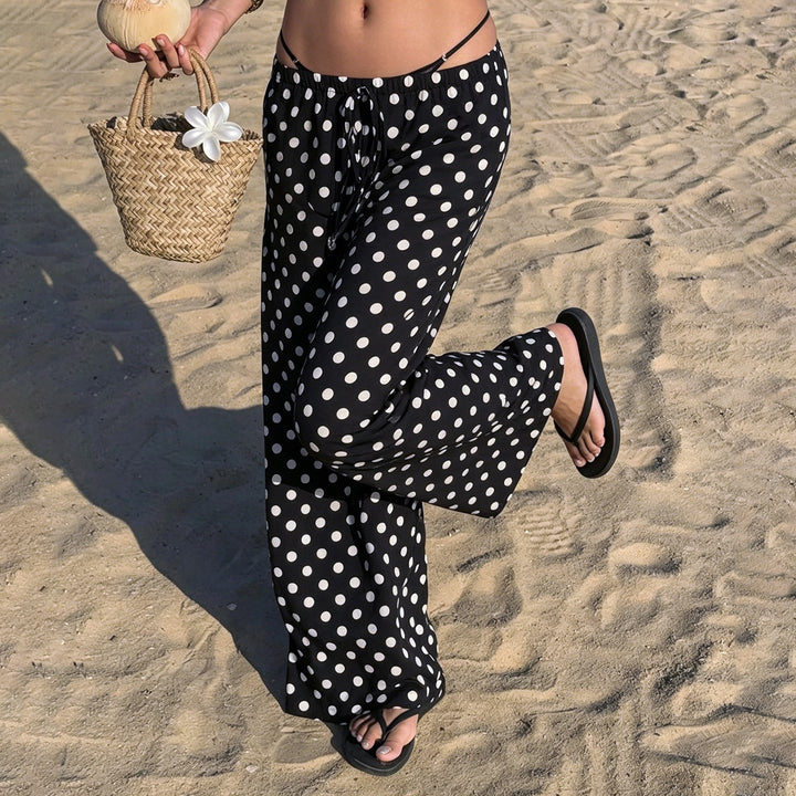 Damen nan weite Palazzo-Hose mit elastischem Bund und Punkte-Muster Echo Archiv