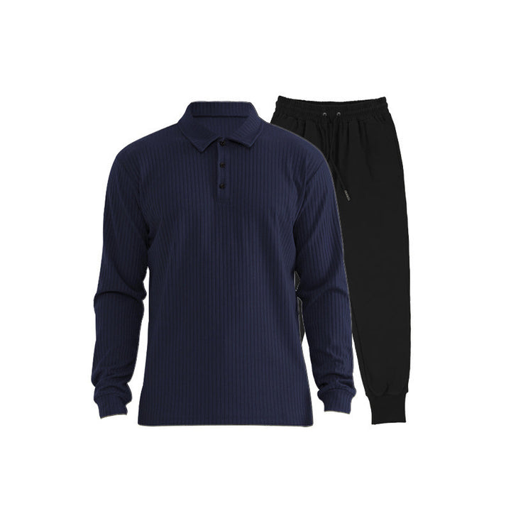 Herren Sportliches Langarm-Polo und Jogginghose Set Echoarchiv