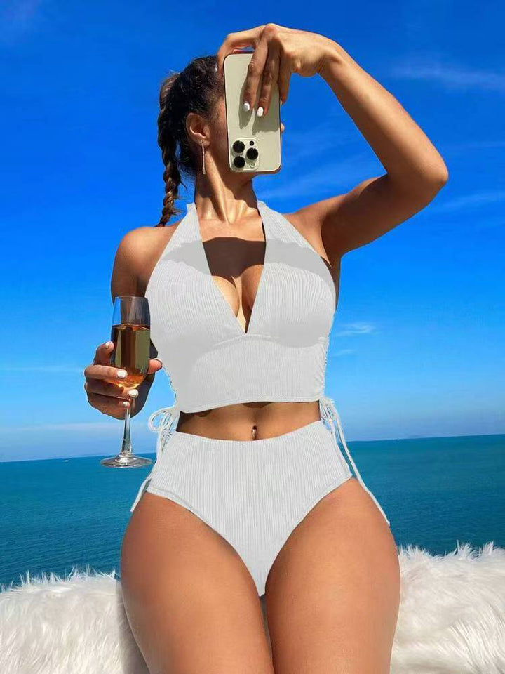 Damen Hochtailliertes Bikini-Set mit verstellbaren Trägern und elegantem Schnitt Echo Archiv