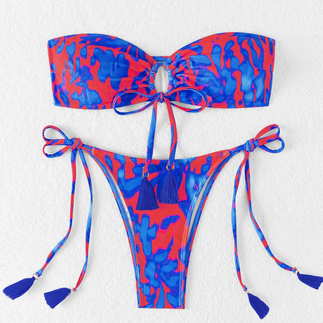 Damen Bandeau-Bikini mit stylishem Cut-Out und seitlichen Bindebändern Echo Archiv