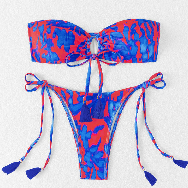 Damen Bandeau-Bikini mit stylishem Cut-Out und seitlichen Bindebändern Echo Archiv