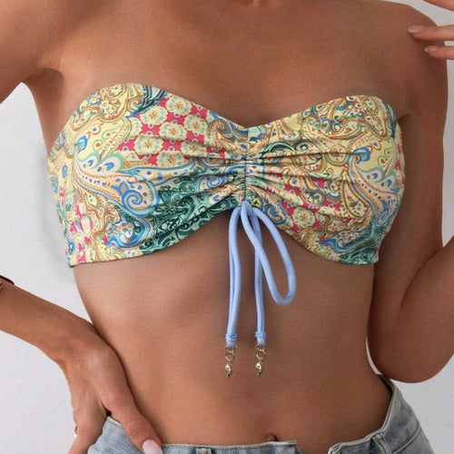 Damen Bandeau-Bikini-Oberteil mit verspieltem Muster Echo Archiv