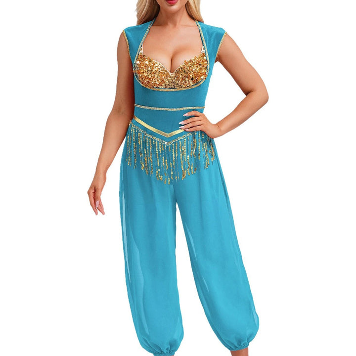Damen Kostüm-Jumpsuit mit glitzerndem Oberteil und lässiger Hose Echo Archiv