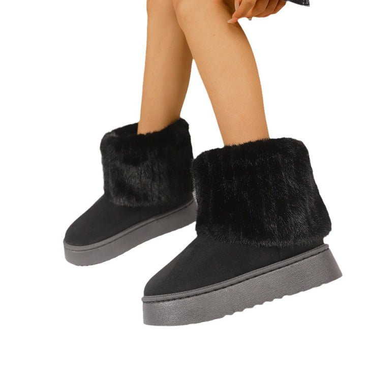 Damen gefütterte Kurzstiefel mit hoher Kunstfellmanschette und rutschfester Profilsohle – Lioré