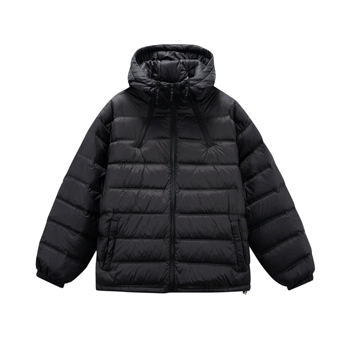 Herren Boxy-Pufferjacke mit hoher Stehkapuze, doppeltem Frontreißverschluss und Tunnelzug Echoarchiv