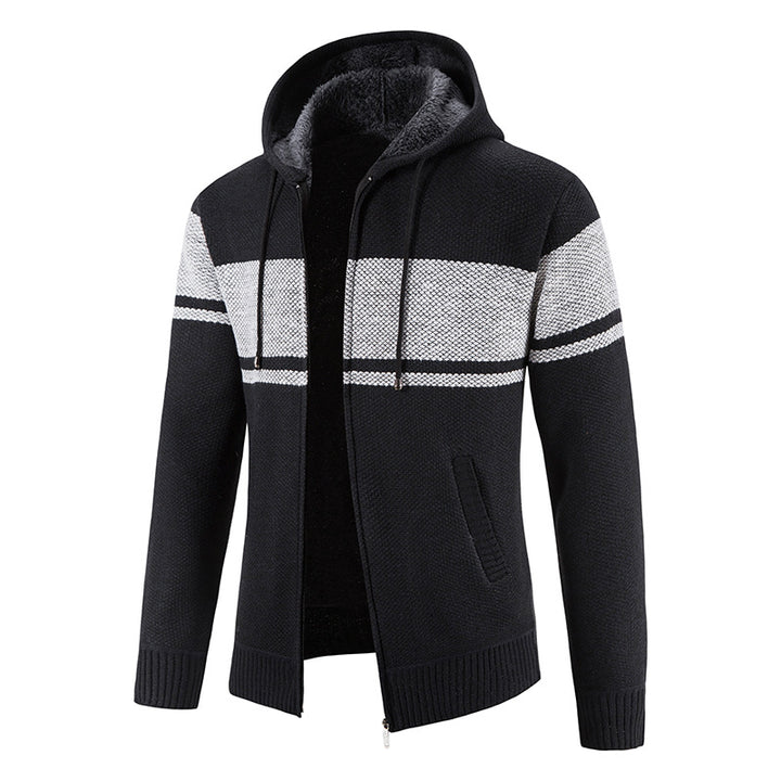 Herren nan gefütterte Strick-Kapuzenjacke mit Teddyfutter, durchgehendem Reißverschluss und Kordelzug Echo Archiv