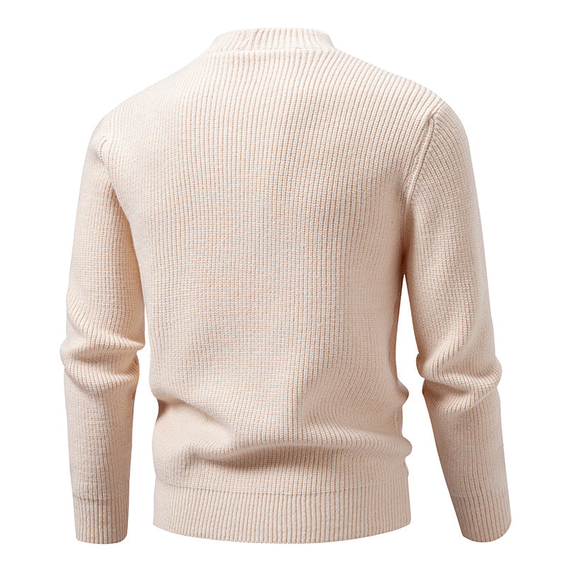 Herren Feinstrick-Pullover mit asymmetrischer Knopfleiste und Stehkragen Echo Archiv