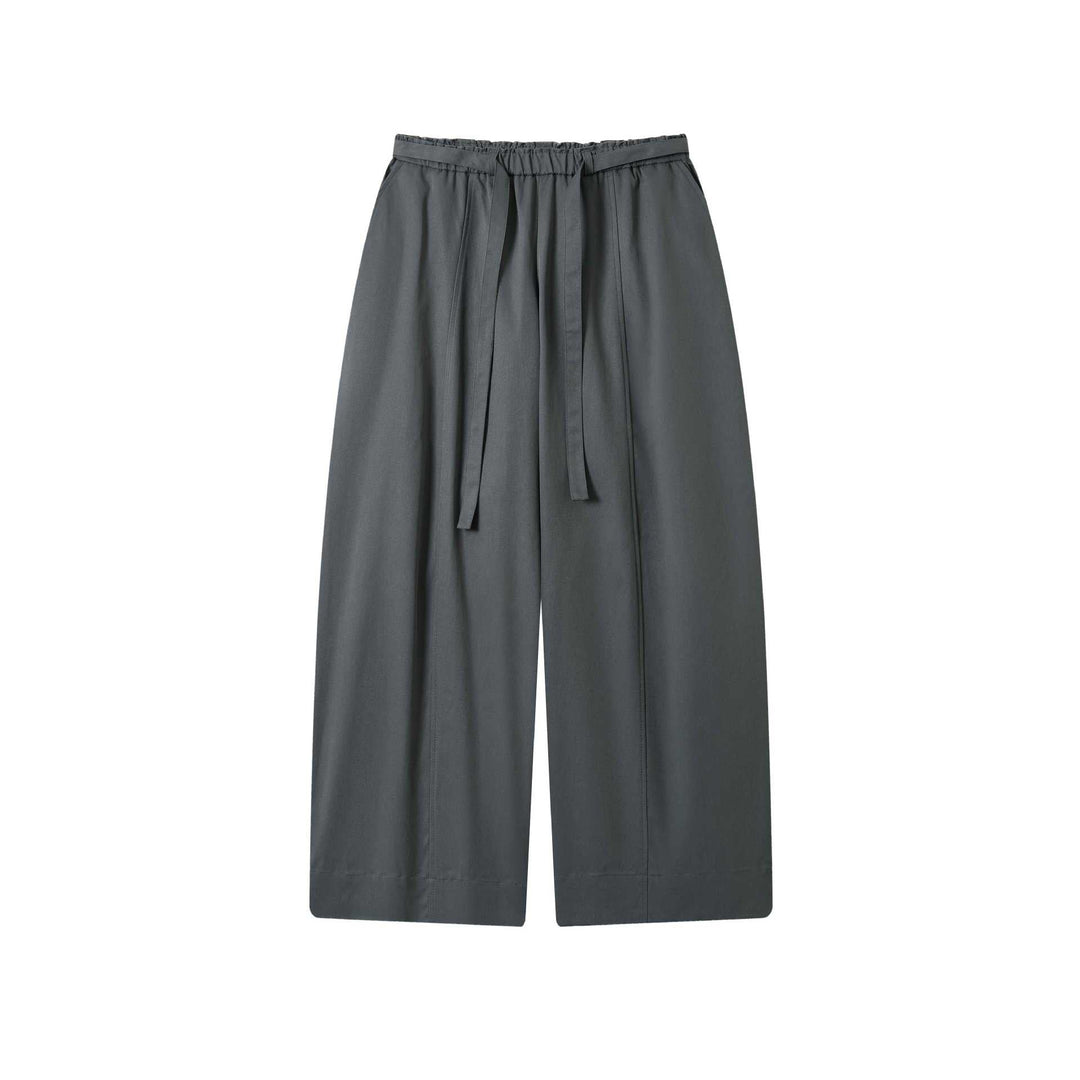 Damen Culotte-Hose mit hoher Taille weitem Bein und Bindegürtel Echoarchiv