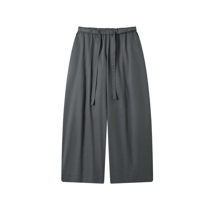 Damen Culotte-Hose mit hoher Taille weitem Bein und Bindegürtel Echoarchiv