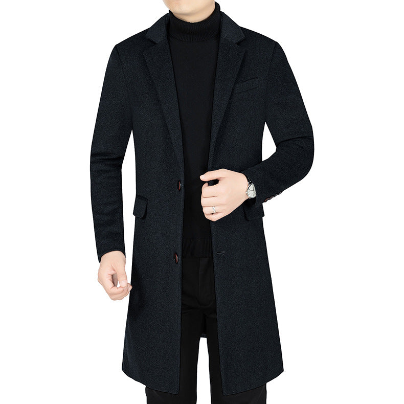 Herren Langer Wollmix-Mantel mit durchgehendem Kunstfell-Futter und schlanker Silhouette – Montevé