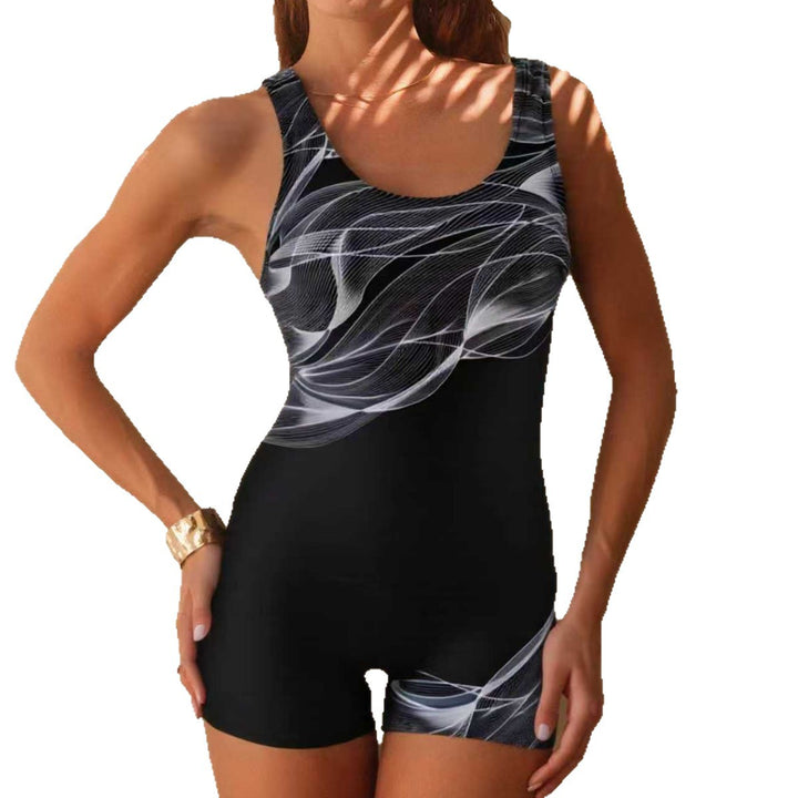Damen Sportlicher Einteiler-Badeanzug mit grafischem Design Echo Archiv