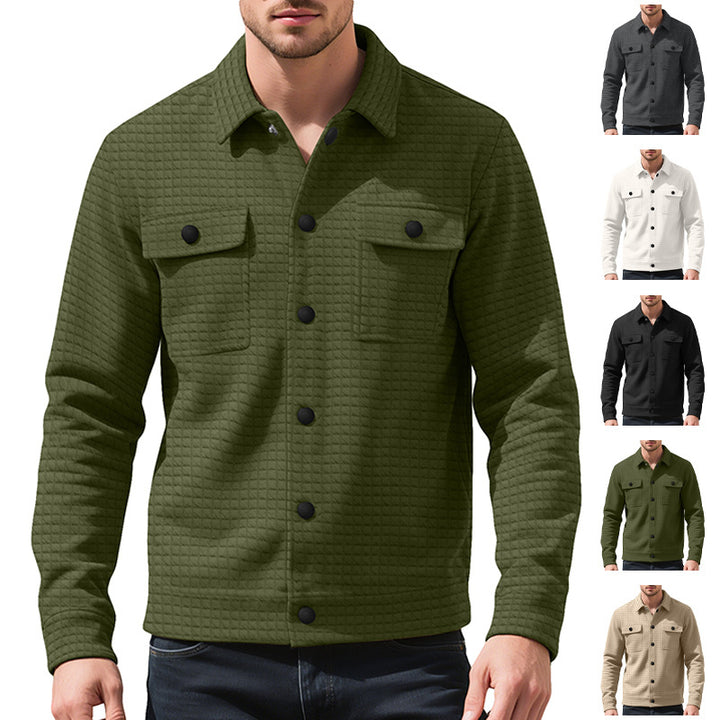 Herren nan Hemdjacke mit quadratischer Steppstruktur Druckknopffront und Brustklappen Echo Archiv