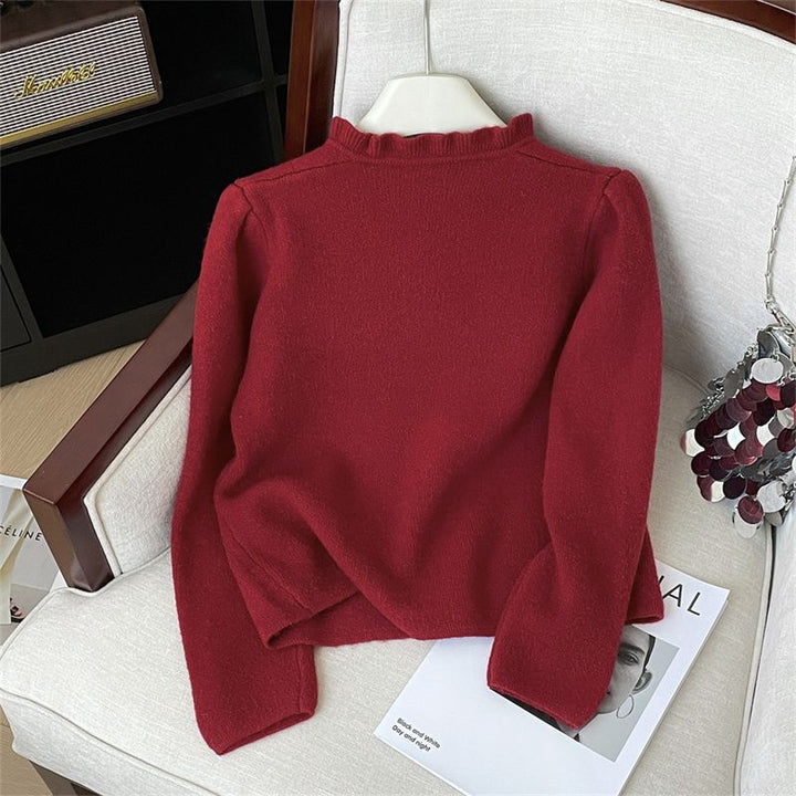 Damen Elegante Strickjacke mit Rüschendetail Echo Archiv